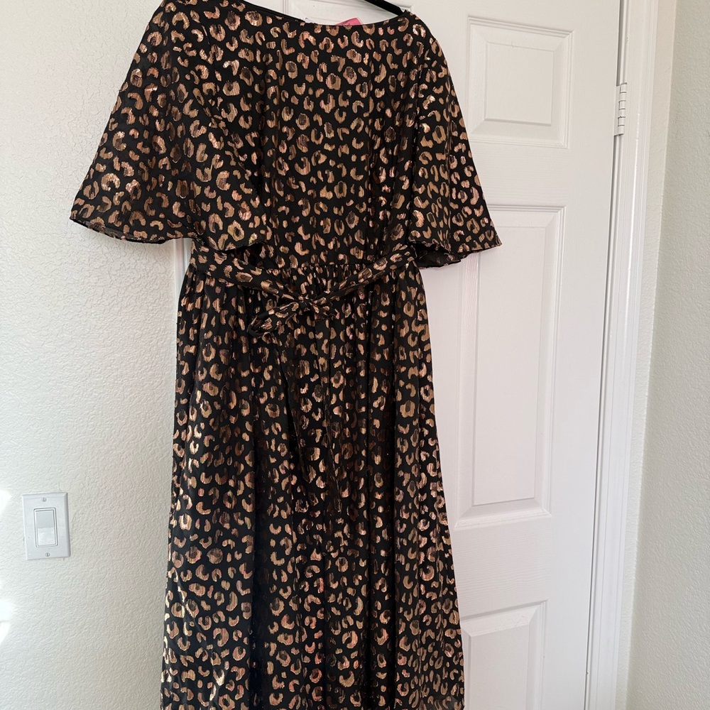 Kate Spade Black and Brown leopard print Midi Dress - Picture 4 of 8